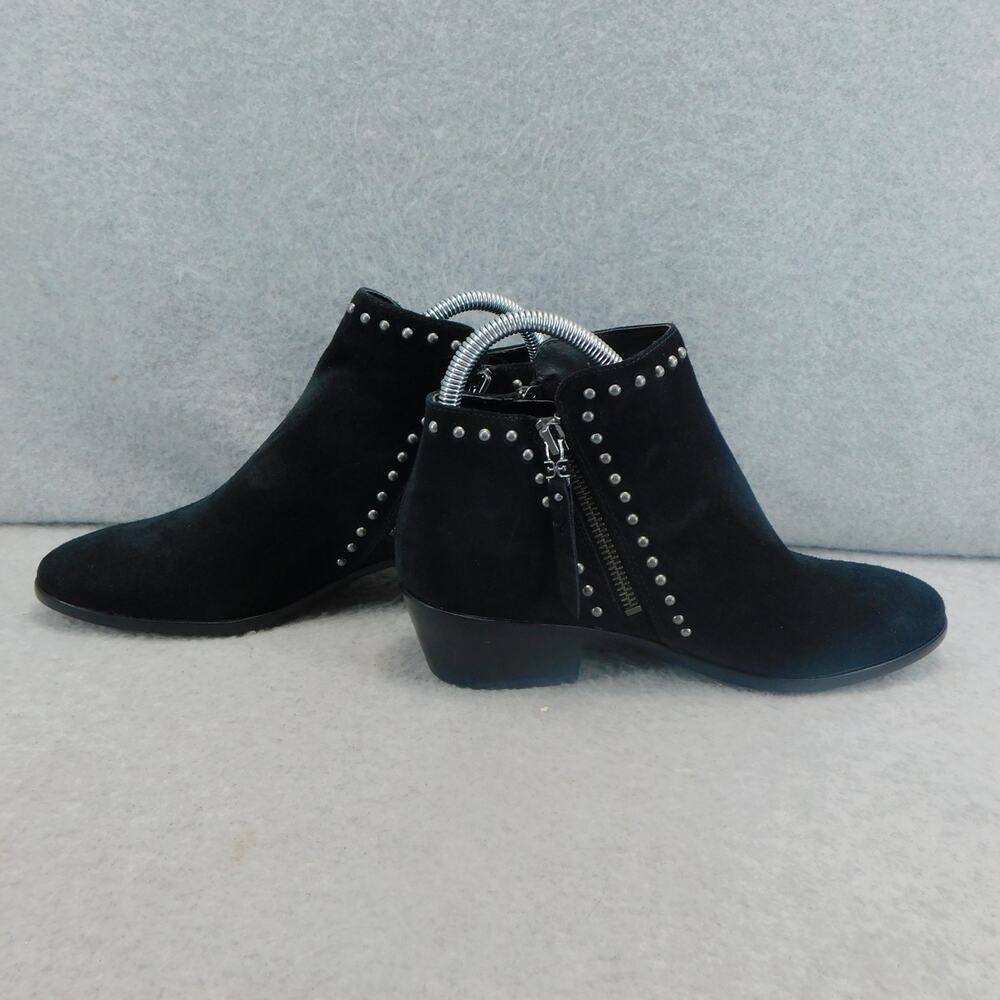 Sam Edelman Paola Black Stacked Heel Almond Toe Embellished Fashion Ankle Boots - Picture 6 of 13